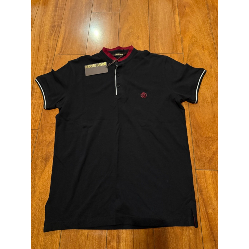 Men's Roberto Cavalli Black Red Polo Shirt M